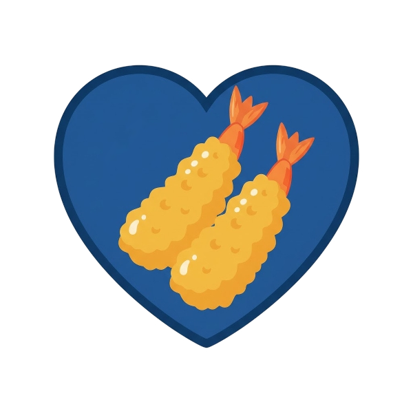 Blue heart and Fried shrimp