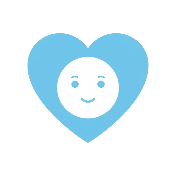 Blue heart and Full moon face