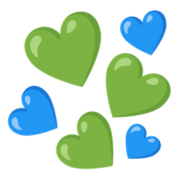 blue heart and green heart