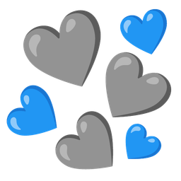 blue heart and grey heart