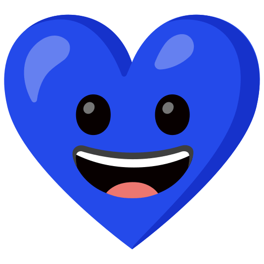 Blue heart and Grinning face