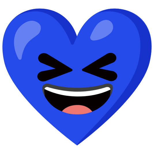 Blue heart and Grinning squinting face