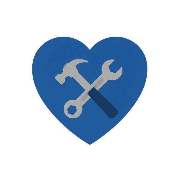 Blue heart and Hammer and wrench