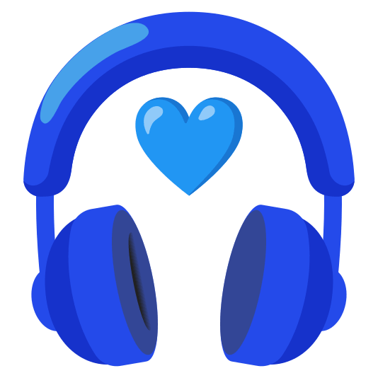 Blue heart and Headphone