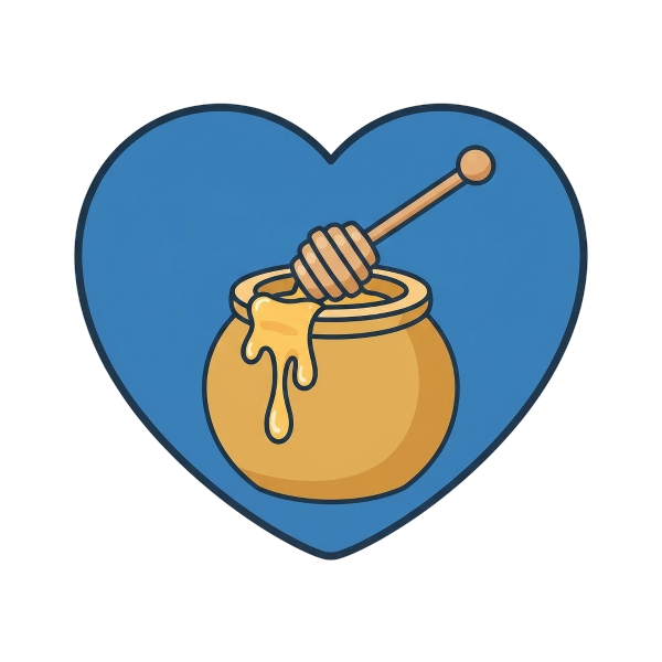 Blue heart and Honey pot