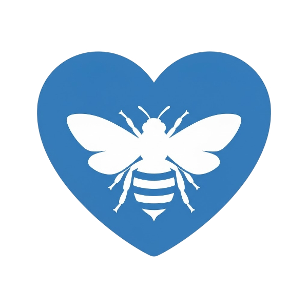 Blue heart and Honeybee