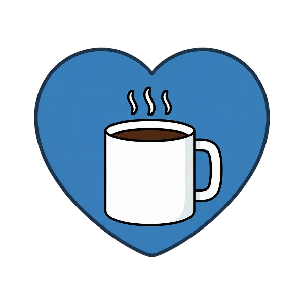 Blue heart and Hot beverage