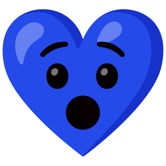 Blue heart and Hushed face