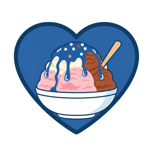Blue heart and Ice cream