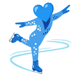 blue heart and ice skate