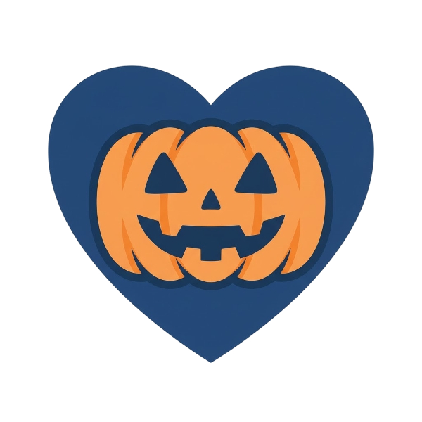 Blue heart and Jack-o-lantern
