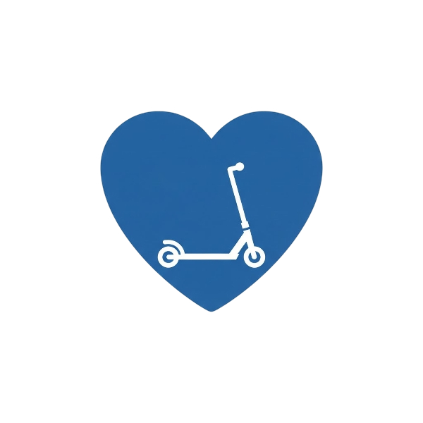 Blue heart and Kick scooter
