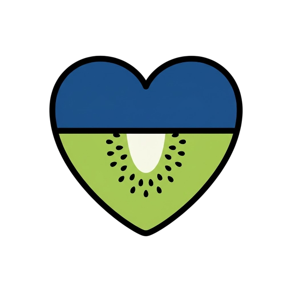 Blue heart and Kiwi fruit