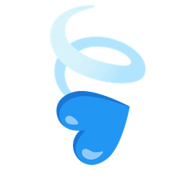 blue heart and leaf fluttering in wind