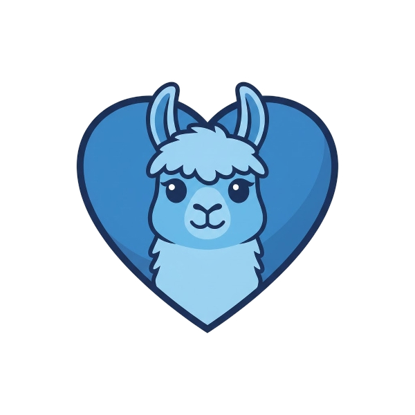 Blue heart and Llama