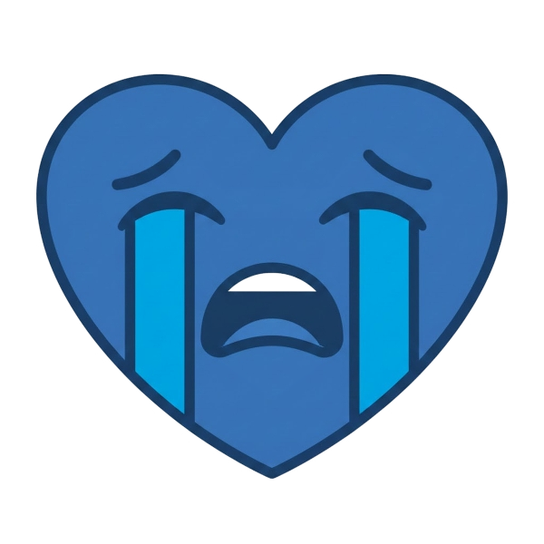 Blue heart and Loudly crying face