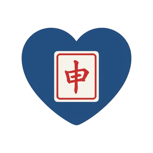 Blue heart and Mahjong red dragon