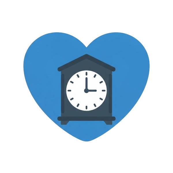 Blue heart and Mantelpiece clock