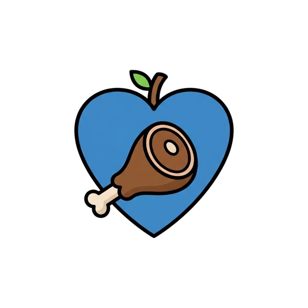 Blue heart and Meat on bone