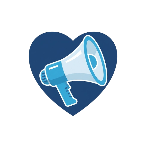 Blue heart and Megaphone