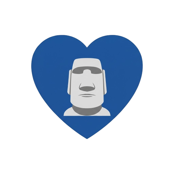 Blue heart and Moai