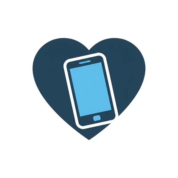 Blue heart and Mobile phone
