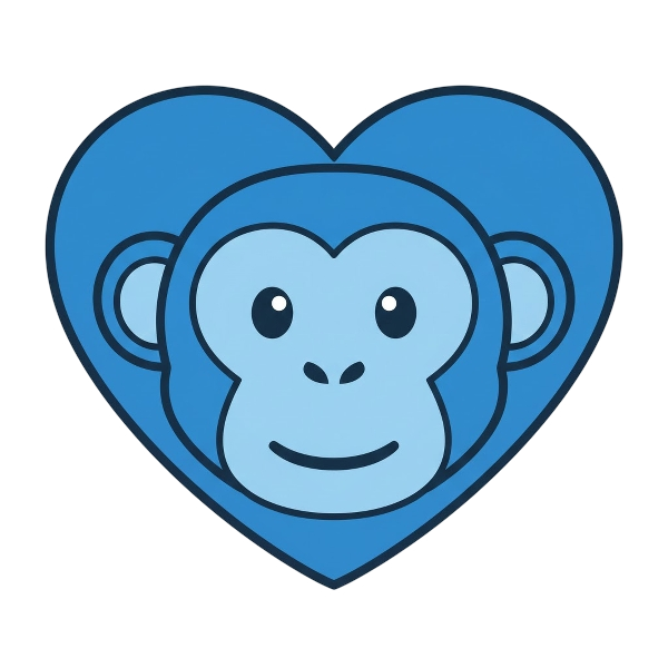 Blue heart and Monkey face