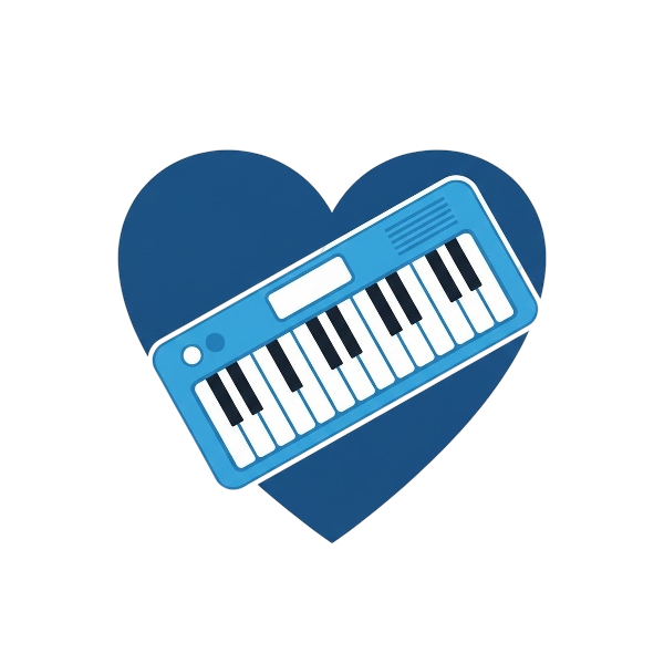 Blue heart and Musical keyboard