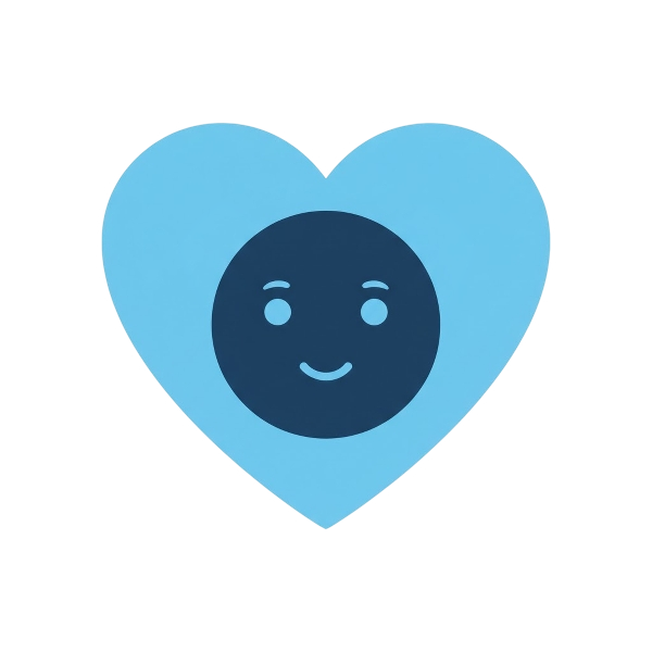 Blue heart and New moon face