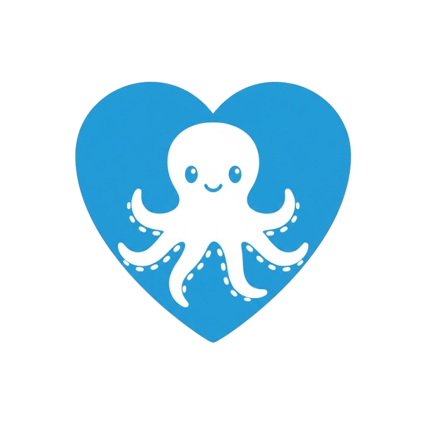 Blue heart and Octopus