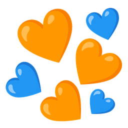 blue heart and orange heart