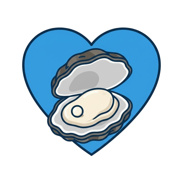 Blue heart and Oyster