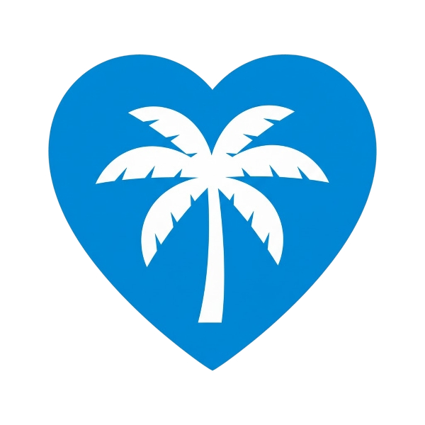 Blue heart and Palm tree