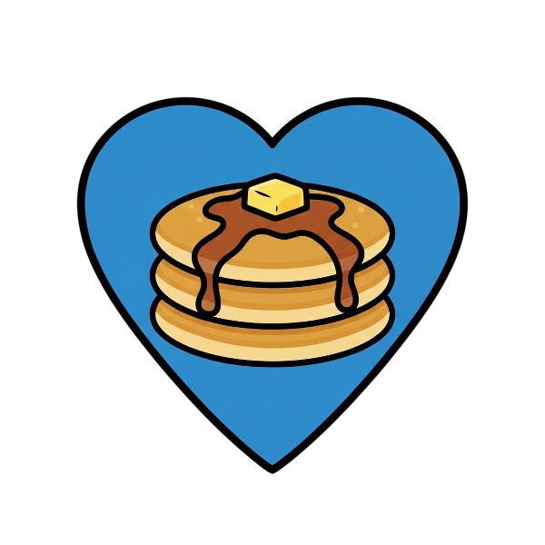 Blue heart and Pancakes