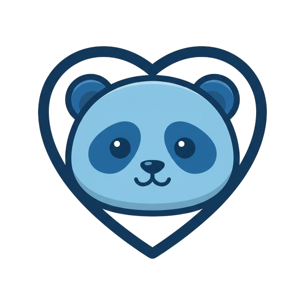 Blue heart and Panda