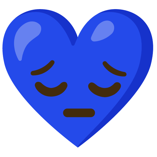 Blue heart and Pensive face