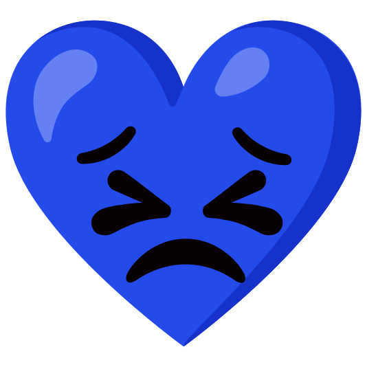 Blue heart and Persevering face