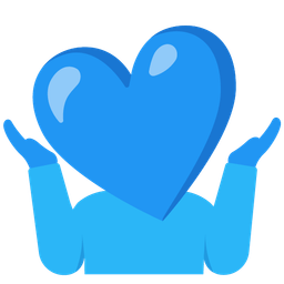 blue heart and person shrugging