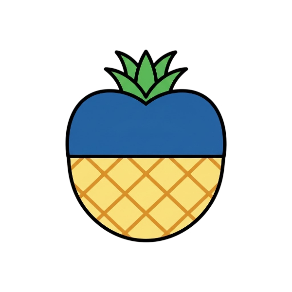 Blue heart and Pineapple