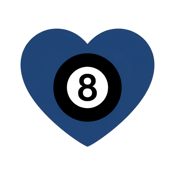 Blue heart and Pool 8 ball