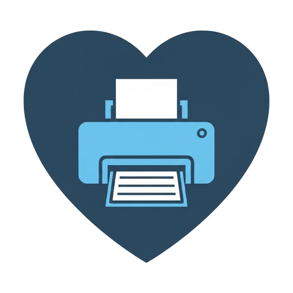 Blue heart and Printer
