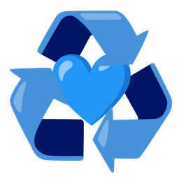 blue heart and recycling symbol