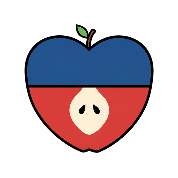 Blue heart and Red apple