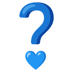 blue heart and red question mark