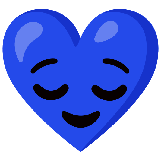 Blue heart and Relieved face