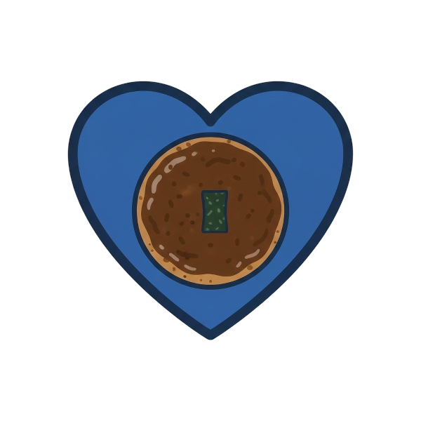 Blue heart and Rice cracker