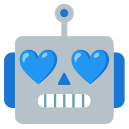 blue heart and robot