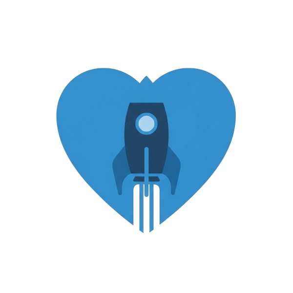 Blue heart and Rocket