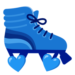 blue heart and roller skate