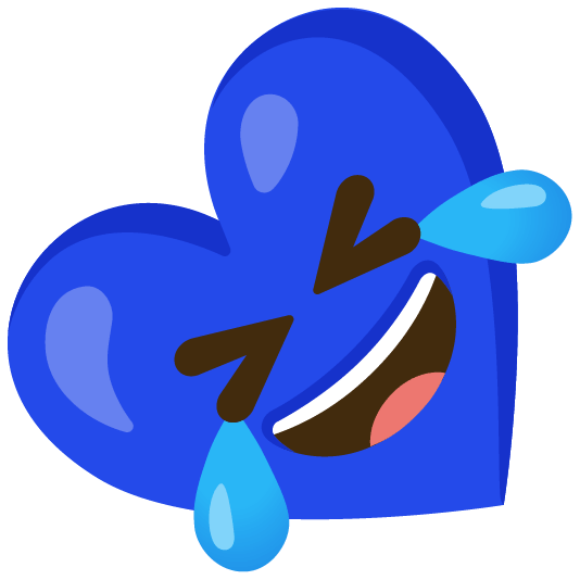 Blue heart and Rolling on the floor laughing